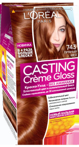 L'Oreal Paris Стойкая краска-уход для волос "Casting Creme Gloss" без аммиака, оттенок 743, Пряный мед - 1
