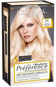 L'Oreal Paris Стойкая краска для волос "Preference", оттенок 05, Светло-светло-русый бежевый - 1