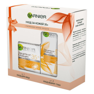 Подарочный набор Garnier "Антивозрастной уход, Защита от морщин 35+" Крем для лица дневной, 50 мл + Крем для кожи вокруг глаз,15 мл, -50%