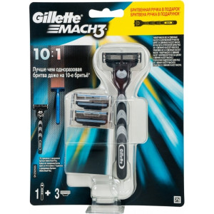 GILLETTE Mach3 Бритва (1 кас.+2 кас.)ПРОМО