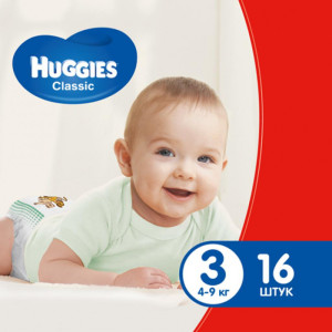 HUGGIES Подгузники Классик (4-9 кг) 16 шт