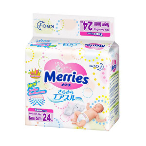 Подгузники Merries для новорожденных S 5 кг 24 шт