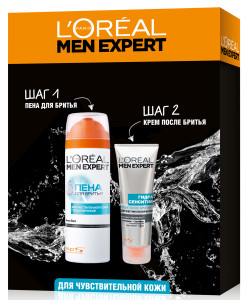 Подарочный набор L'Oreal Paris Men Expert "Гидра Сенситив" Пена для бритья, 200 мл (-50%) + Крем после бритья для чувствительной кожи, 75 мл - 1