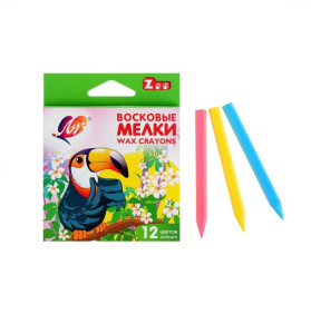 Карандаши восковые Луч ZOO мелки шестигранные 12 цветов
