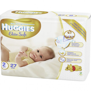 HUGGIES Подгузники Элит Софт Conv. 2 (4-7кг) 27 шт