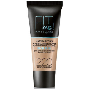Тональный крем Maybelline New York Fit Me Матовая кожа + невидимые поры Оттенок 220 Золотисто-Бежевый 30 мл - 1
