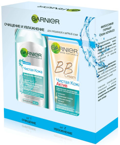 Набор Garnier "Чистая Кожа" Мицеллярная вода, 400 мл + BB Крем 5 в 1 для жирной кожи, светло-бежевый, 50 мл, -50% - 1