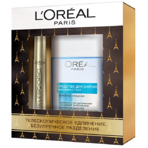 Подарочный набор L`Oreal Paris Telescopic Тушь для ресниц Телескопик черная 8 мл + Средство для снятия макияжа 125 мл в подарок - 1