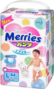 Подгузники-трусики Merries L 9-14 кг 44 шт