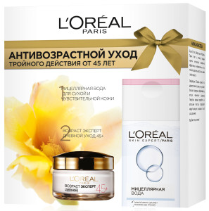 Подарочный набор L’Oreal Paris Дневной крем "Возраст Эксперт 45+" для лица, 50 мл + Мицеллярная вода для сухой и чувствительной кожи, 200 мл (-50%) - 1