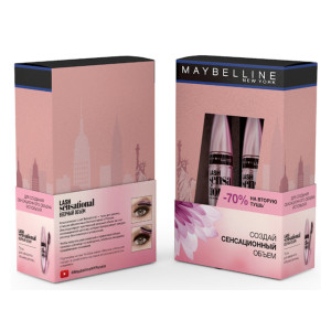 Подарочный набор Maybelline New York Тушь для ресниц Lash Sensational веерный объем черная 9.5 мл л х2 - вторая тушь в подарок - 1
