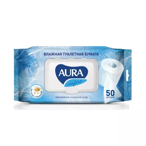 Туалетная бумага влажная Aura Ultra Comfort с крышкой 50 шт – 1