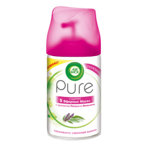 Сменный баллон для автоматического освежителя воздуха Air Wick Freshmatic Pure с ароматом пачули и эвкалипта 5 эфирных масел 250 мл