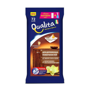 QUALITA Влажные салфетки хоз. для деревянных поверхностей 72ш