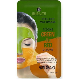 Маска для лица Skinlite Мультимаска-пленка Красные и Зеленые водоросли SL-297 7 мл х 2 шт