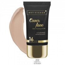 Тональный крем Art Visage Cover Face устойчивый матирующий с увлажняющим комплексом и витамином Е оттенок 202 светло-бежевый 25 мл
