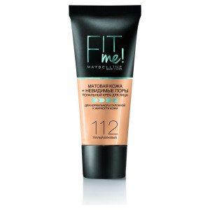 Тональный крем Maybelline New York Fit Me матирующий, скрывающий поры Оттенок 112 Теплый бежевый 30 мл - 1