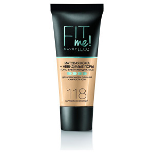 Тональный крем Maybelline New York Fit Me матирующий, скрывающий поры Оттенок 118 Карамельно-бежевый 30 мл - 1