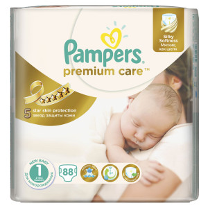 Подгузники Pampers Premium Care Newborn 2-5кг эконом упаковка 88шт