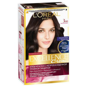 L'Oreal Paris Стойкая крем-краска для волос "Excellence", оттенок 3.00, Темно-каштановый - 1