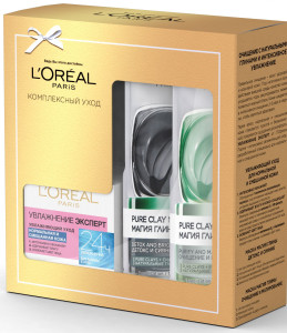 L'Oreal Paris Подарочный набор:Крем для лица "Увлажнение Эксперт", 50 мл+ 2 монодозных маски "Магия Глины" по 6мл - 1