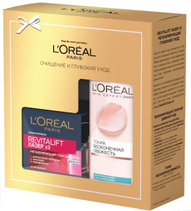 L'Oreal Paris Подарочный набор:Дневной крем "Ревиталифт Лазер х3", 50мл+Очищающий тоник для лица "Бесконечная Свежесть", 200 мл - 1