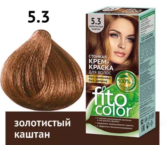 Краска для волос FitoColor стойкая крем-краска тон 5.3 золотистый каштан 115 мл – 1