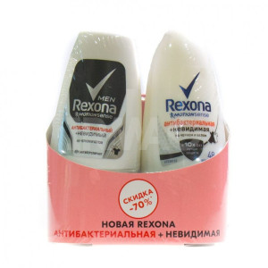 Промо rexona антиперспир-шариковый антибак.+невидимый жен.+муж. (2х50мл)