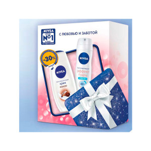 Набор Nivea  Крем какао и Эффект пудры женский (гель-уход для душа крем какао и антиперспирант эффект пудры)