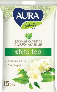 AURA влажные салфетки  15 шт освежающие Beauty Fresh