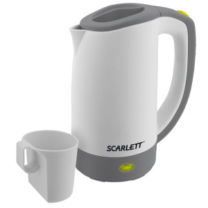 Чайник дорожный Scarlett 600Вт 2 чашки в подарок (серый) SC-021 0.5л