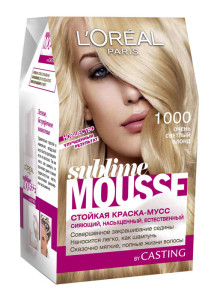 L'Oreal Paris Стойкая краска для волос "Sublime Mousse", оттенок 1000, Очень светлый блонд, 209 мл - 1