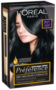 L'Oreal Paris Стойкая краска для волос "Preference", оттенок P17, Глубокий черный - 1