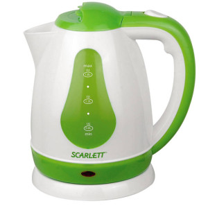 Чайник на подставке Scarlett 1800Вт 1,8л белый с зеленым SC-EK18P30