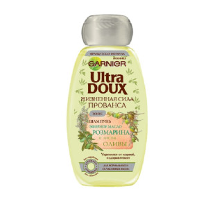Шампунь для волос Garnier Ultra Doux Жизненная сила Прованса Эфирное масло розмарина и листья оливы", для нормальных и ослабленных волос 400 мл