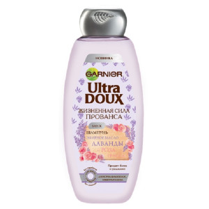 Шампунь для волос Garnier Ultra Doux Жизненная сила Прованса Эфирное масло лаванды и роза Грасса", для нормальных и лишенных блеска волос 400 мл