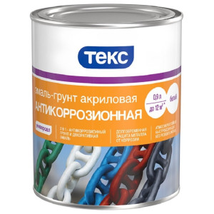 Эмаль-грунт антикоррозийная, акриловая, серая, универсальная 0,9кг