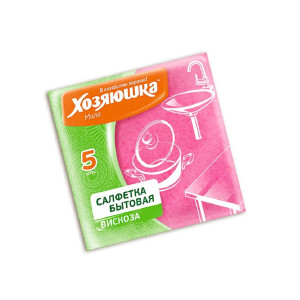 Салфетка бытовая ХОЗЯЮШКА Мила вискоза, 35*35 см., 5 шт.