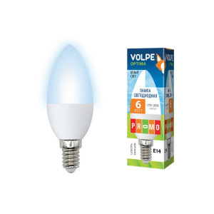 Лампа светодиодная Volpe Optima Led-C37-6W/NW/E14/FR/O Форма Свеча, Цвет свечения белый