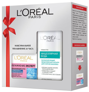 L'Oreal Paris Подарочный набор Крем для лица "Увлажнение Эксперт", для нормальной и смешанной кожи, 50 мл + Мицеллярный лосьон для снятия макияжа для нормальной и смешанной кожи, 200 мл - 50% - 1