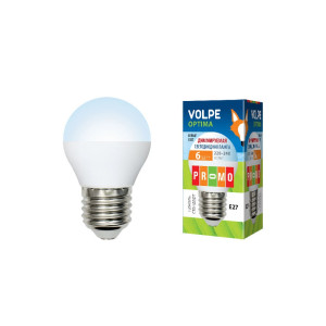 Лампа светодиодная Volpe Optima Led-G45-6W/NW/E14/FR/O Форма Шар, Цвет свечения белый
