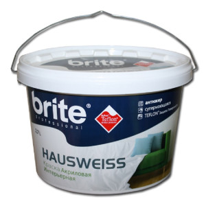 Краска Brite Hausweiss интерьерная белая, шелковисто-матовая база А 2.7 л