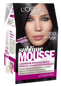 L'Oreal Paris Стойкая краска для волос "Sublime Mousse", оттенок 200, Чувственный черный, 209 мл - 1