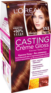 L'Oreal Paris Стойкая краска-уход для волос "Casting Creme Gloss" без аммиака, оттенок 553 Миндальное пралине - 1