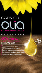 Garnier Стойкая крем-краска для волос "Olia" без аммиака, оттенок 6.3, Золотистый темно-русый - 1