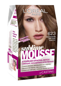 L'Oreal Paris Стойкая краска для волос "Sublime Mousse", оттенок 623, Изысканный светлый каштан, 209 мл - 1