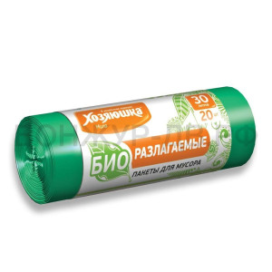 Мешки для мусора Хозяюшка Мила 30л биоразлагаемые рулон 20шт