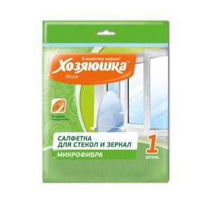 Салфетка Хозяюшка микрофибра для стекла и зеркала 30*30см 1шт