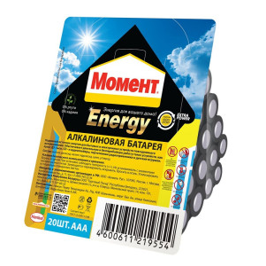 Батарейка Момент Energy алкалиновая тип ААA напряжение: 1.5V 20 шт