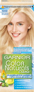 Garnier Стойкая крем-краска для волос "Color Naturals", сияющий блонд без желтизны, оттенок 1000, Кристальный Ультраблонд, 148 г - 1